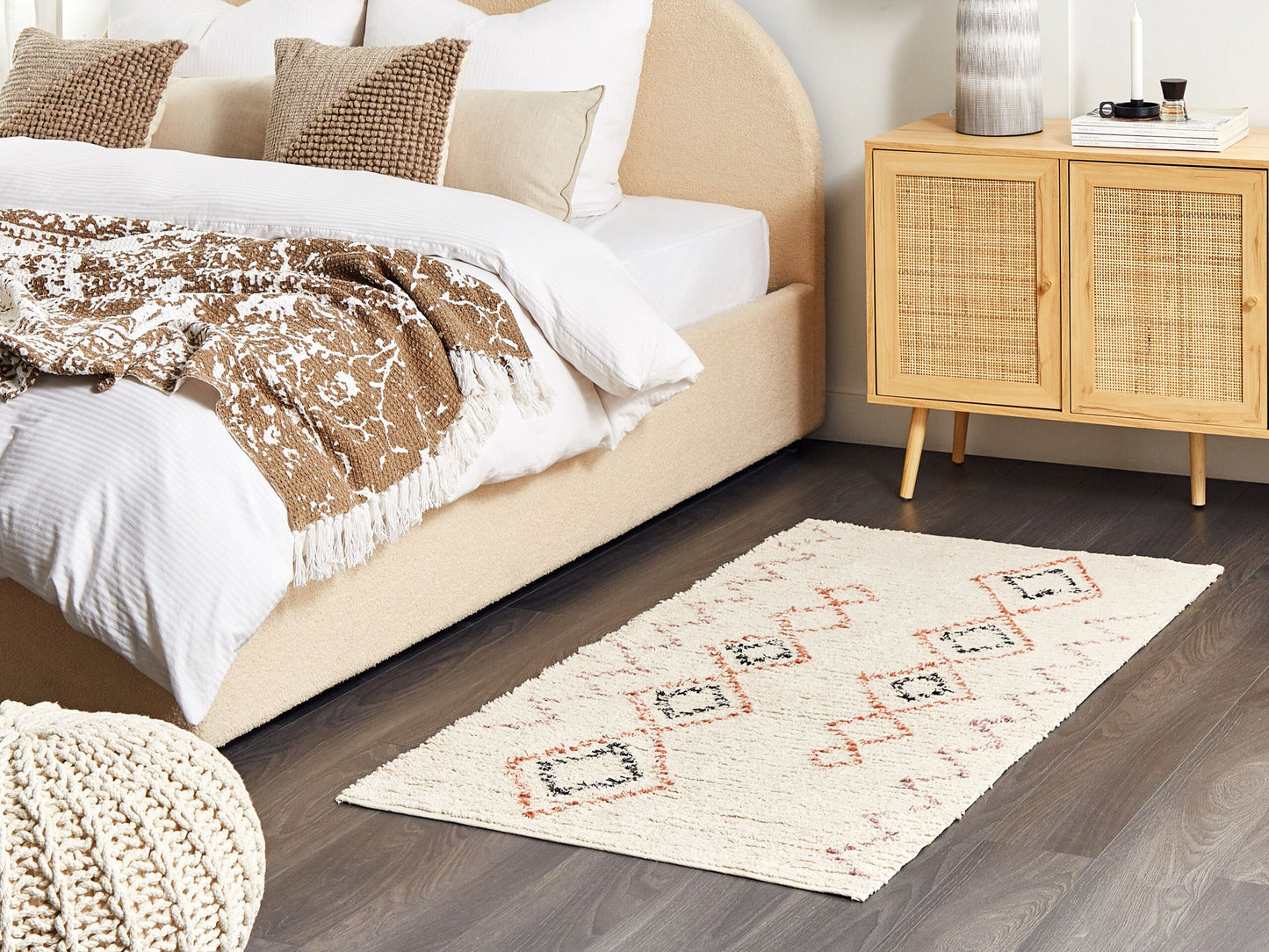 Teppich Baumwolle beige 80 x 150 cm geometrisches Muster GUWAHATI