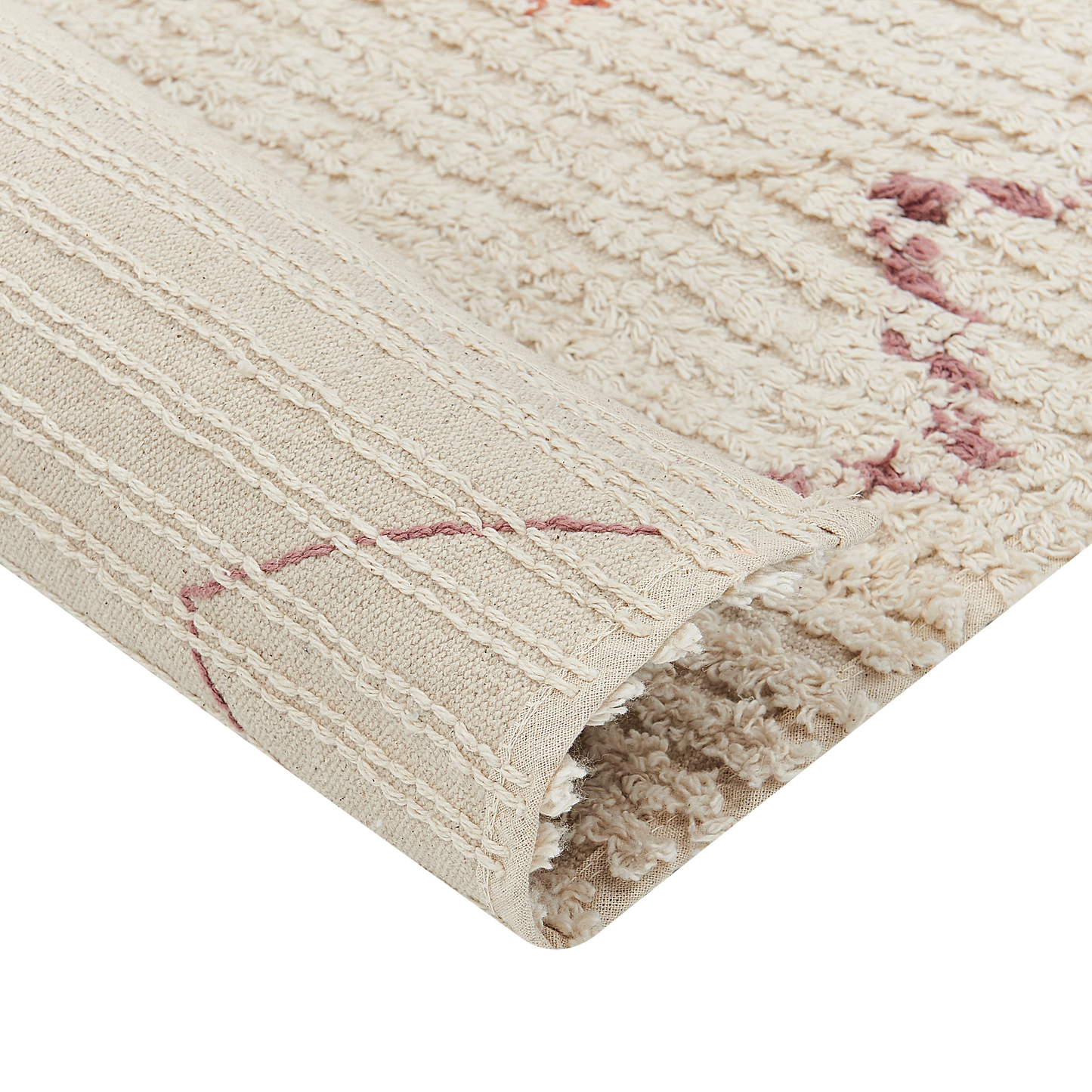 Teppich Baumwolle beige 80 x 150 cm geometrisches Muster GUWAHATI