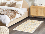 Teppich Baumwolle beige / gelb 80 x 150 cm geometrisches Muster KADAPA
