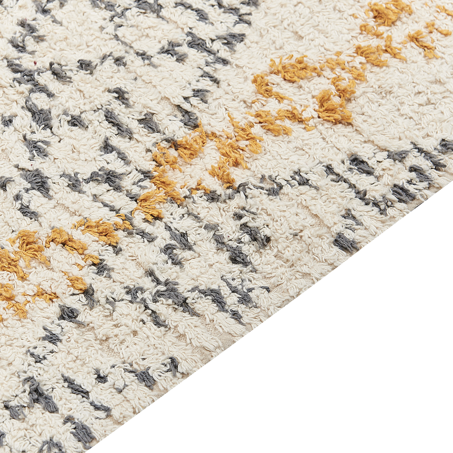 Teppich Baumwolle beige / gelb 80 x 150 cm geometrisches Muster KADAPA