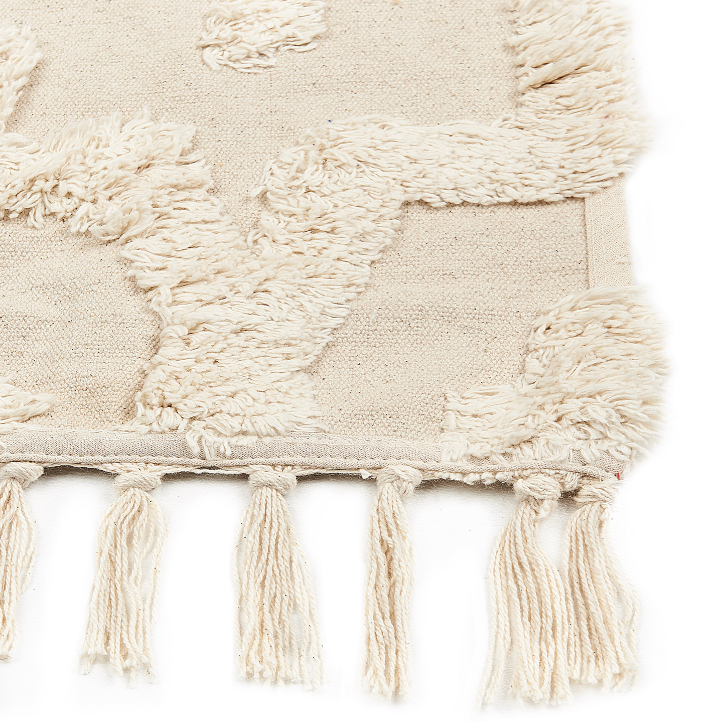 Teppich Baumwolle hellbeige 80 x 150 cm geometrisches Muster Kurzflor ITANAGAR