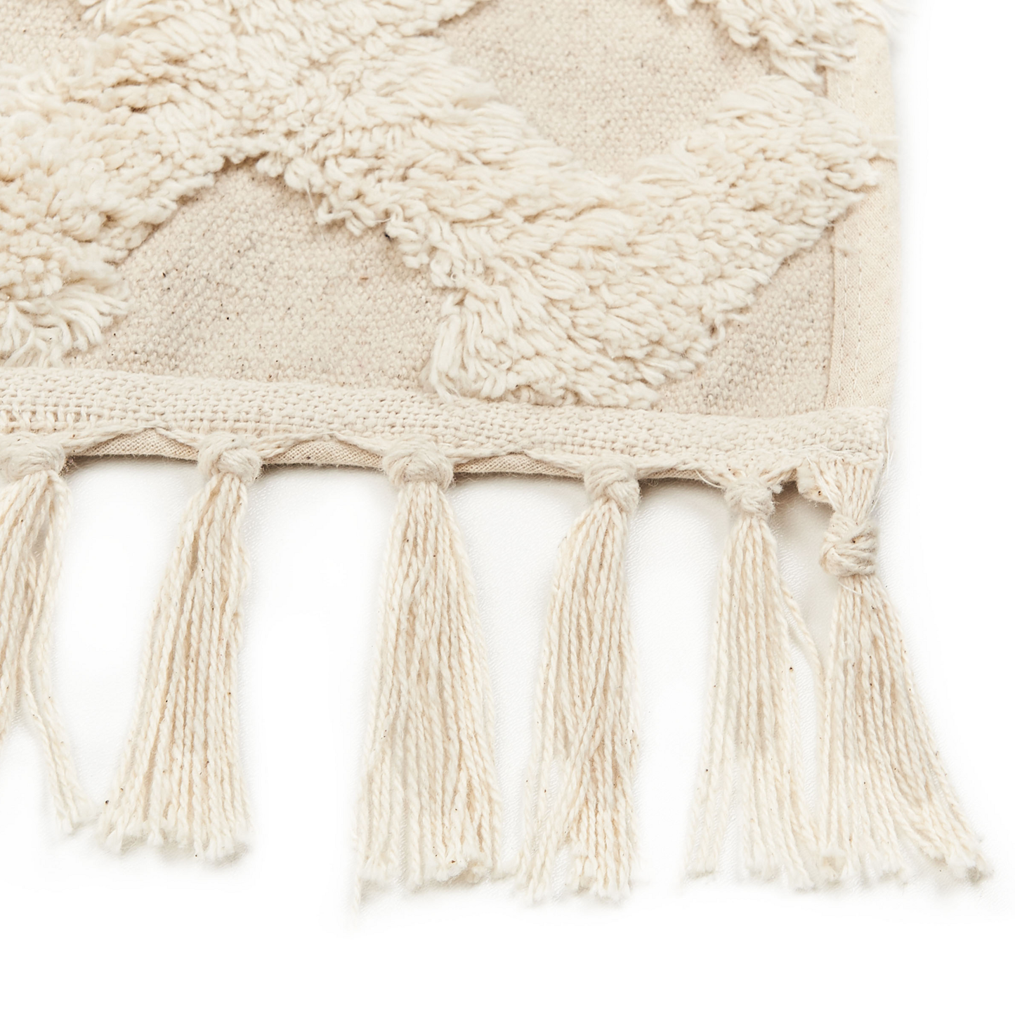 Teppich Baumwolle hellbeige 80 x 150 cm geometrisches Muster Kurzflor ARDAHAN