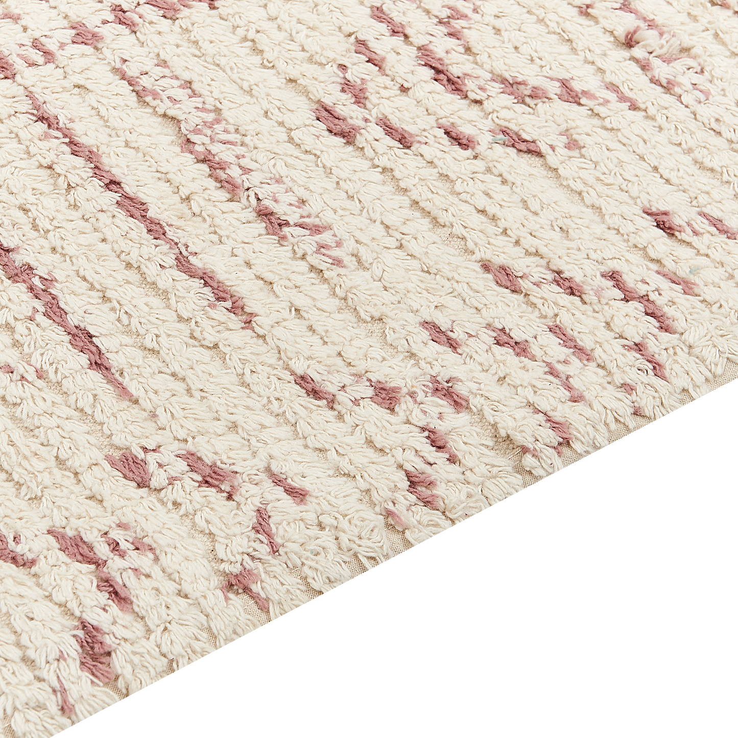 Teppich Baumwolle beige / rosa 80 x 150 cm geometrisches Muster Kurzflor EDIRNE