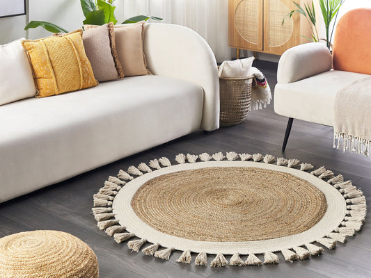 Teppich Jute beige ⌀ 120 cm SAMSUN