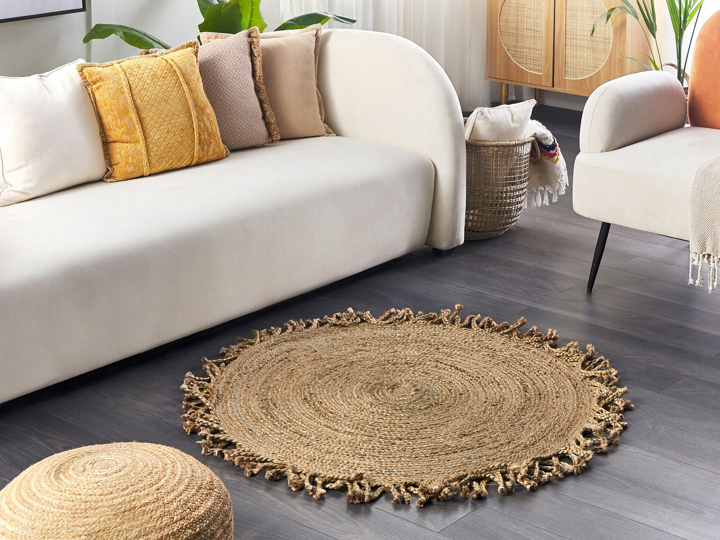 Teppich Jute beige ⌀ 120 cm ZONGULDAK