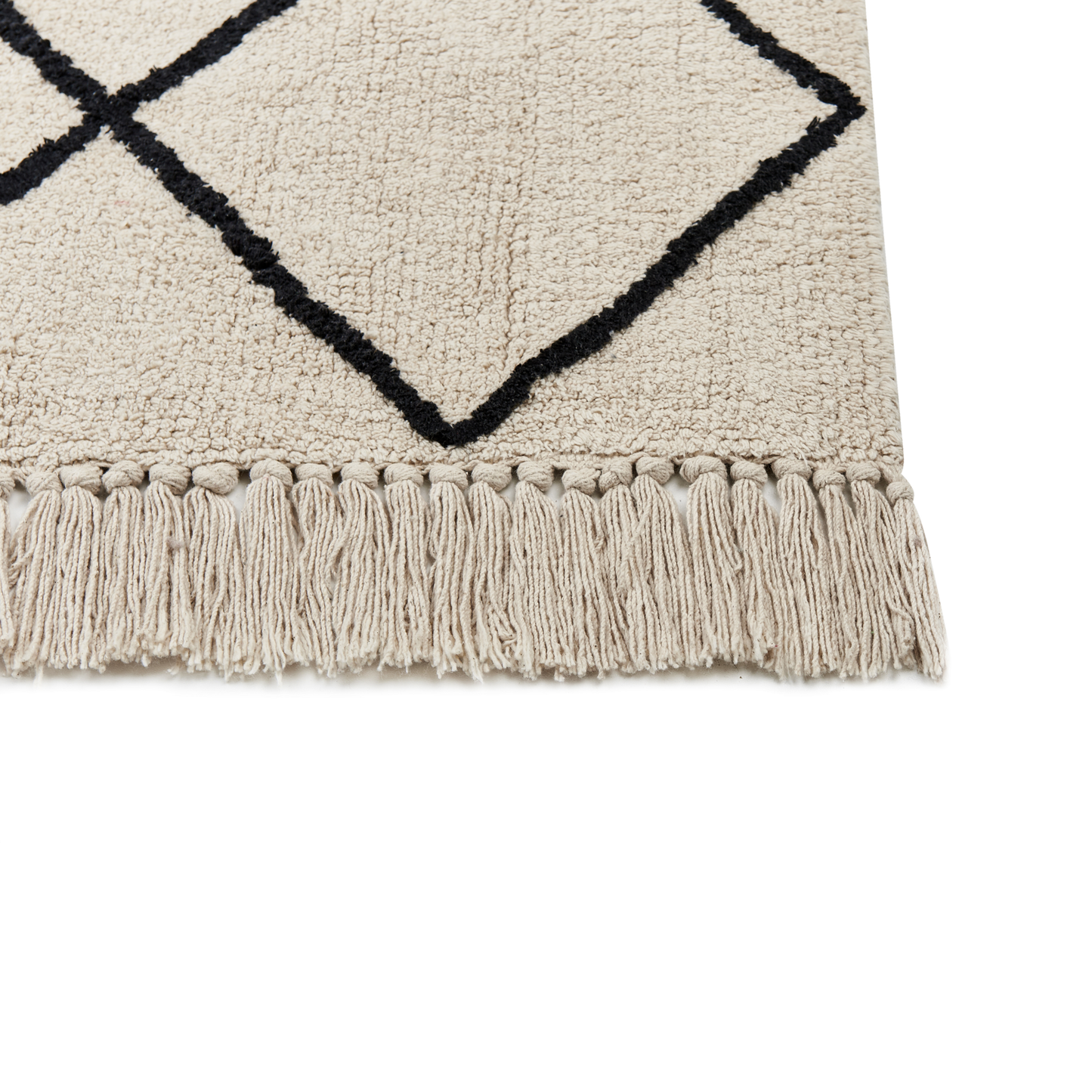 Teppich Baumwolle beige / schwarz 160 x 230 cm geometrisches Muster Kurzflor ELDES