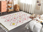 Kinderteppich Baumwolle weiss / rosa 160 x 230 cm geometrisches Muster Kurzflor CAVUS