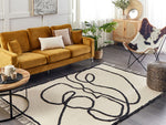 Teppich Baumwolle beige / schwarz 160 x 230 cm Gesichtsmotiv Kurzflor KONUR