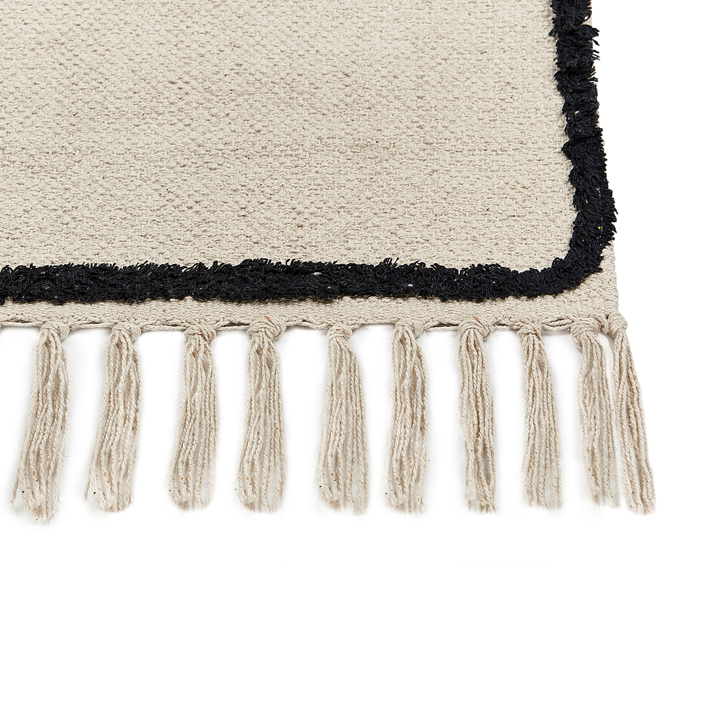 Teppich Baumwolle beige / schwarz 160 x 230 cm Gesichtsmotiv Kurzflor KONUR