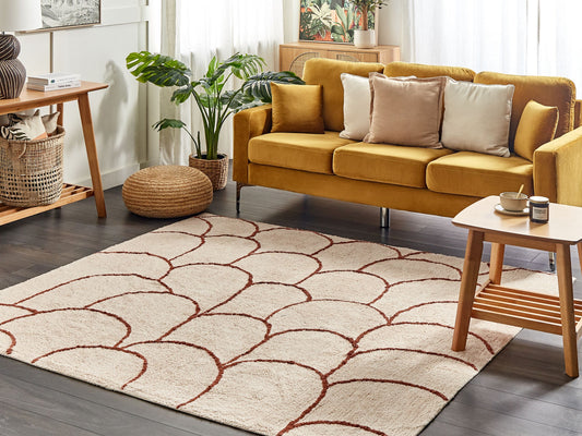 Teppich Baumwolle beige / braun 200 x 200 cm geometrisches Muster Kurzflor AVDAN