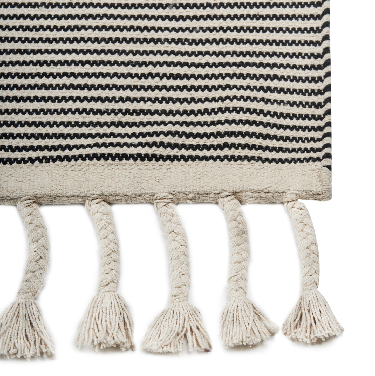 Teppich Baumwolle beige / schwarz 160 x 230 cm abstraktes Muster Kurzflor DOKUZ