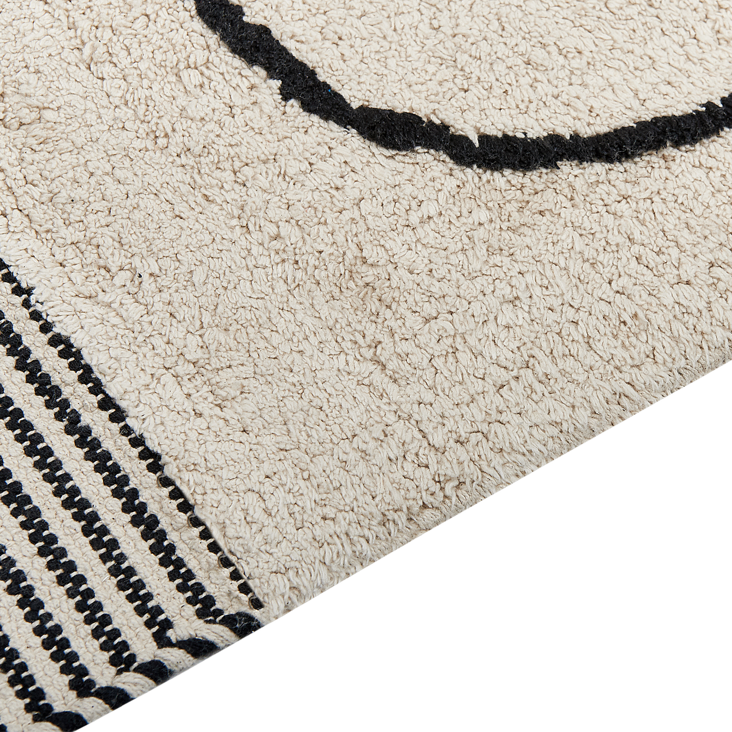 Teppich Baumwolle beige / schwarz 160 x 230 cm abstraktes Muster Kurzflor DOKUZ