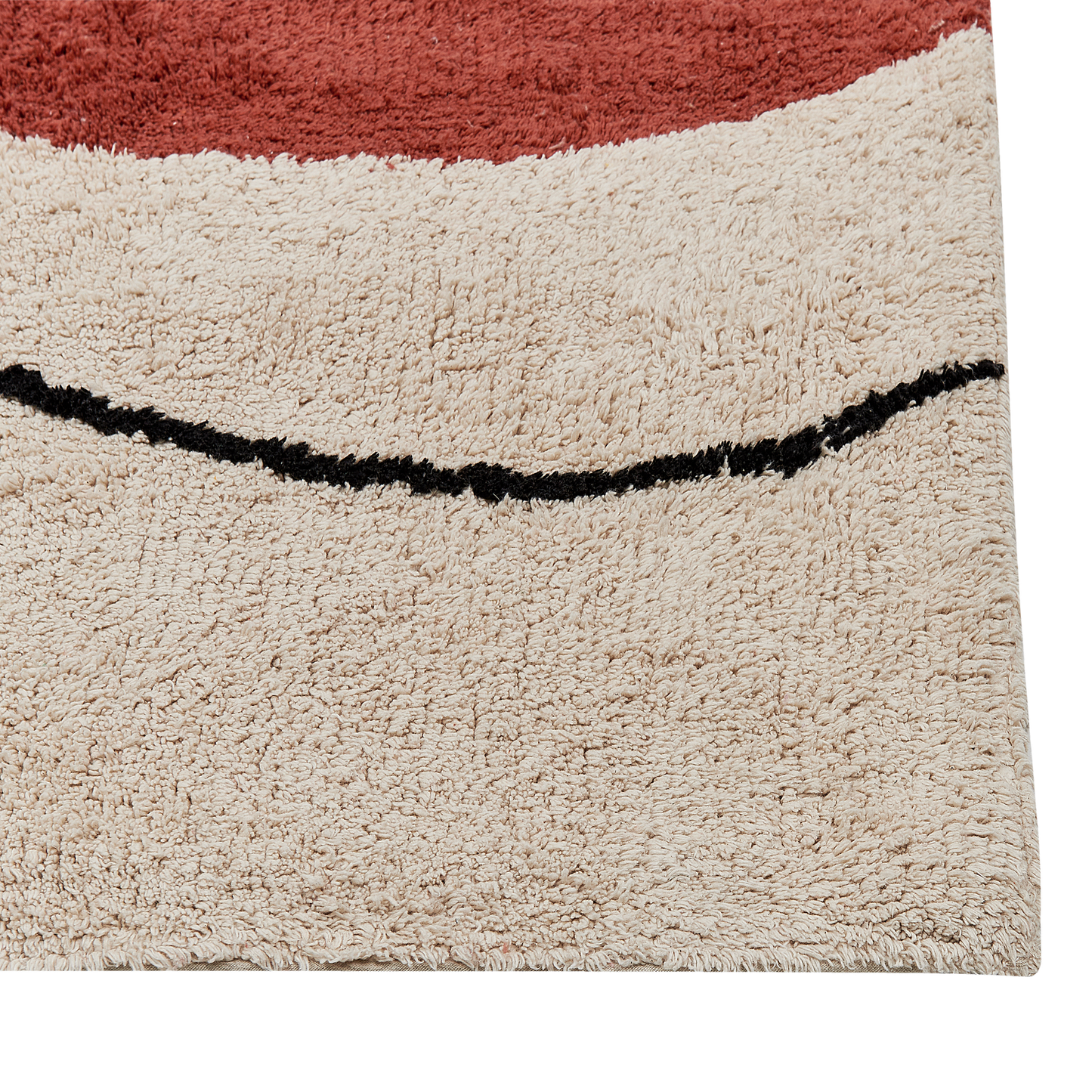 Teppich Baumwolle beige / rot 160 x 230 cm abstraktes Muster Kurzflor BOLAT