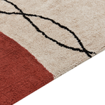 Teppich Baumwolle beige / rot 160 x 230 cm abstraktes Muster Kurzflor BOLAT