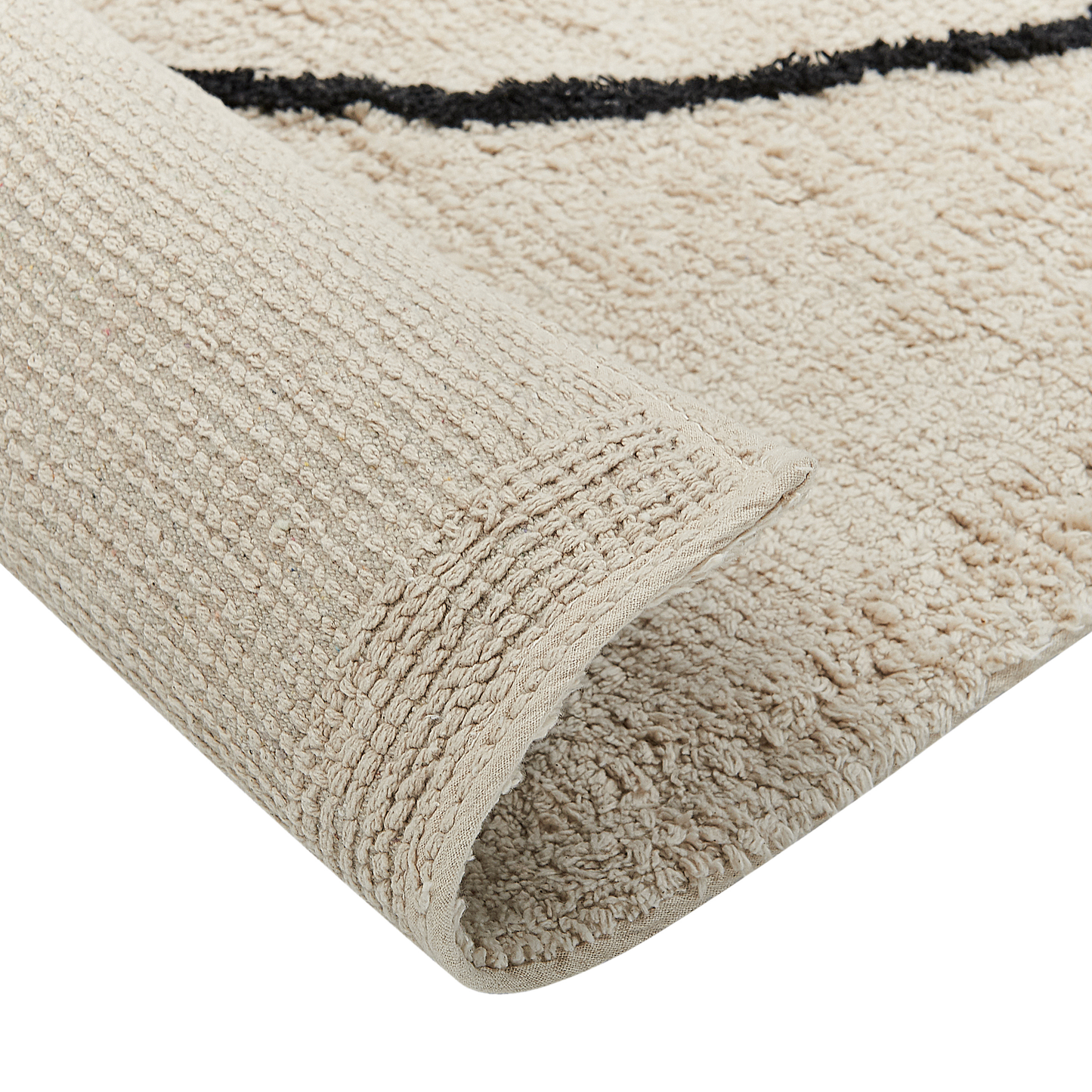 Teppich Baumwolle beige 140 x 200 cm Gesichtsmotiv Kurzflor BAYIR