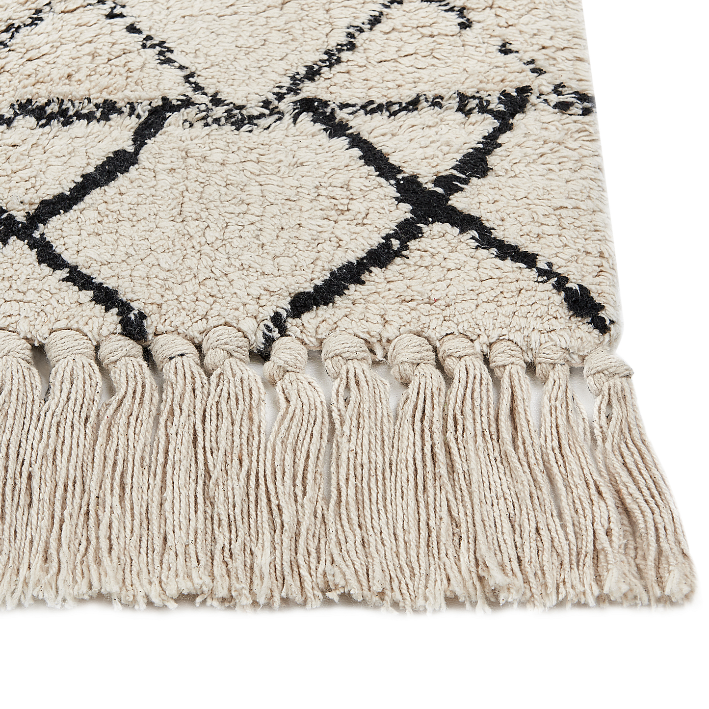 Teppich Baumwolle beige / schwarz geometrisches Muster 140 x 200 cm Kurzflor ZEYNE