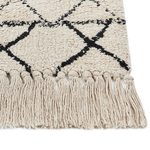 Teppich Baumwolle beige / schwarz geometrisches Muster 140 x 200 cm Kurzflor ZEYNE