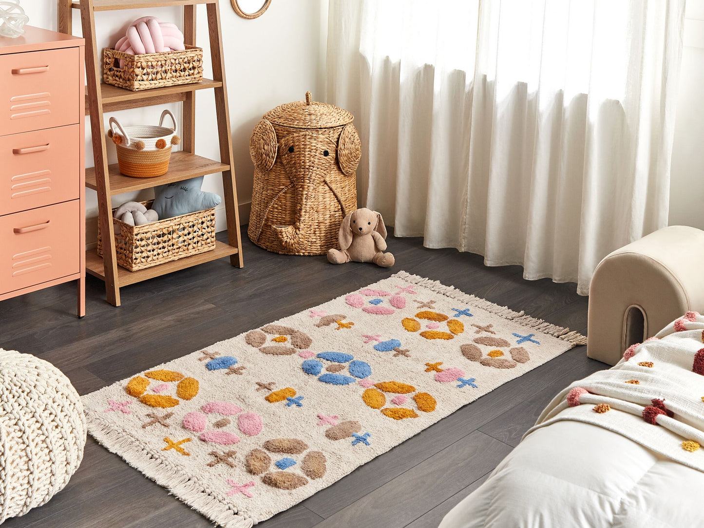 Teppich Baumwolle mehrfarbig 80 x 150 cm geometrisches Muster Kurzflor DARAN