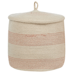 Korb mit Deckel Baumwolle hellbeige ⌀ 33 cm 2er Set SILOPI