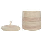 Korb mit Deckel Baumwolle hellbeige ⌀ 33 cm 2er Set SILOPI