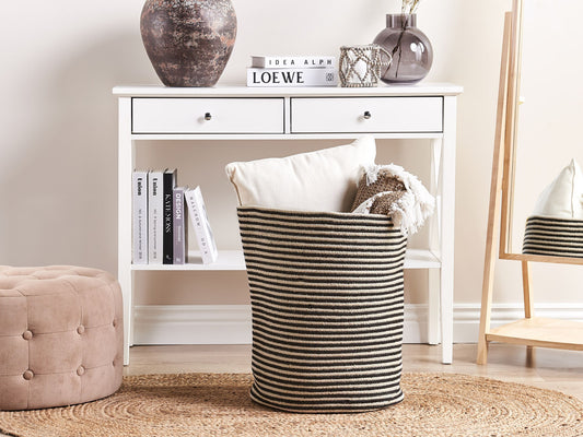 Textilkorb Baumwolle beige / schwarz ⌀ 41 cm YERKOY
