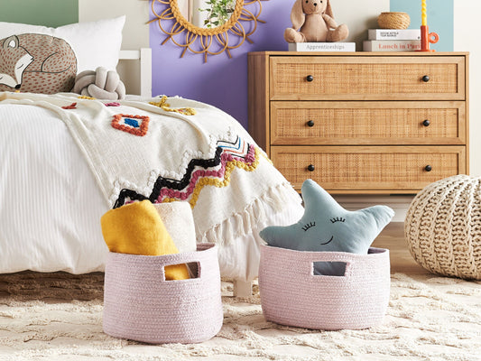 Textilkorb Baumwolle pastellrosa ⌀ 30 cm 2er Set CHINIOT