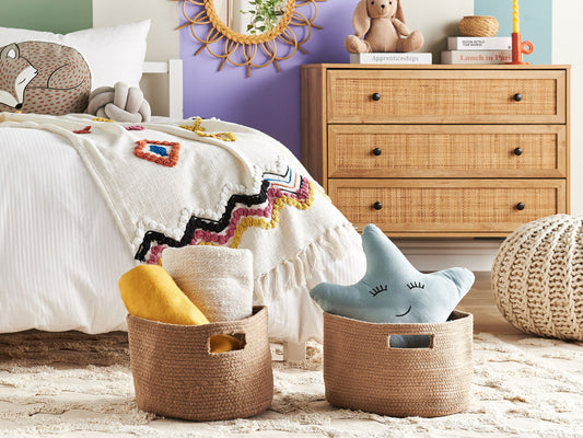 Textilkorb Baumwolle beige ⌀ 30 cm 2er Set CHINIOT