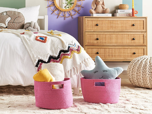 Textilkorb Baumwolle rosa ⌀ 30 cm 2er Set CHINIOT