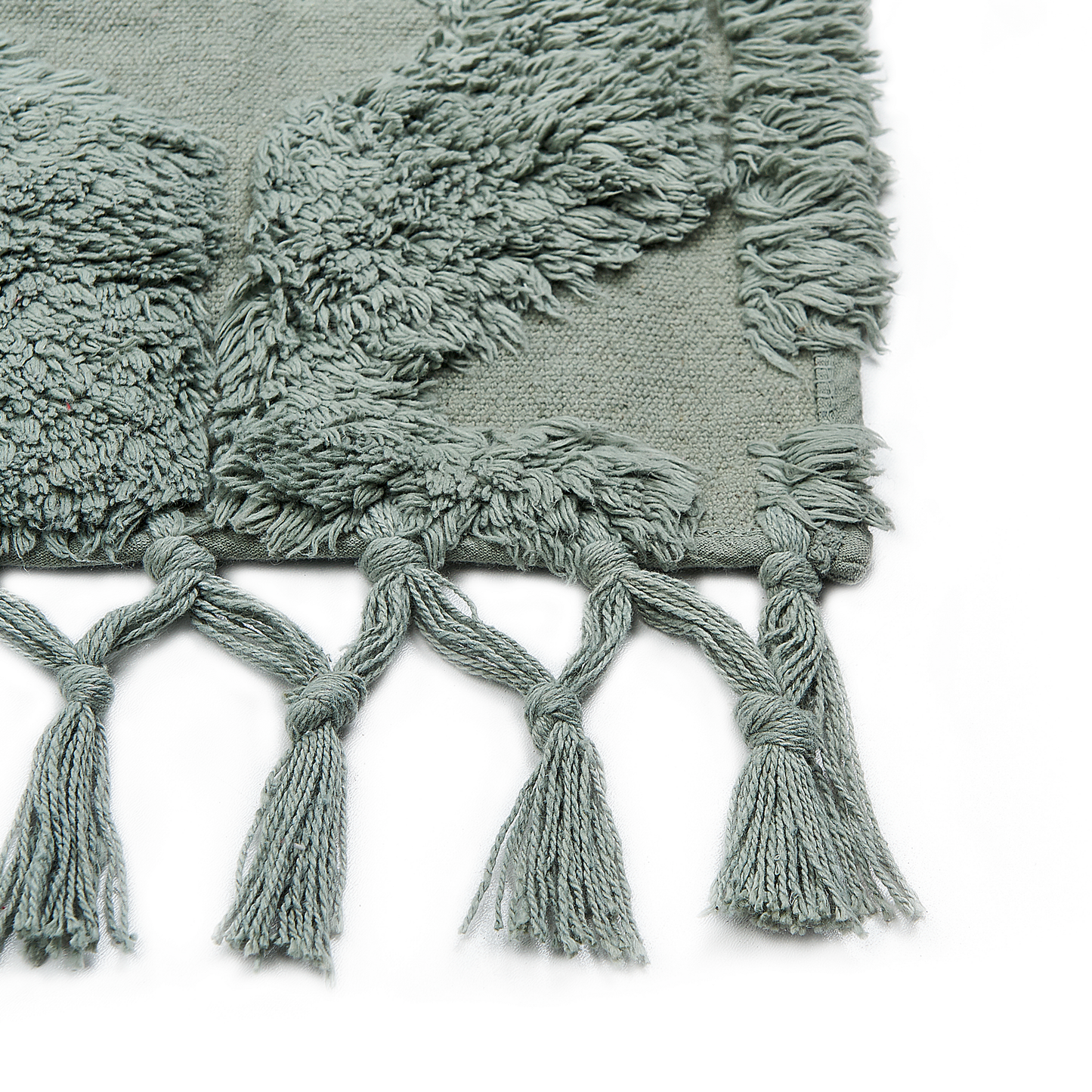 Teppich Baumwolle grün 160 x 230 cm geometrisches Muster Kurzflor KARS