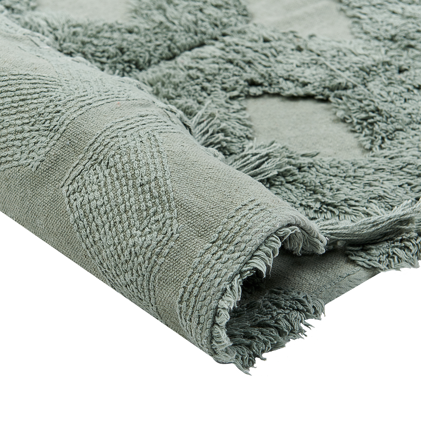 Teppich Baumwolle grün 140 x 200 cm geometrisches Muster Kurzflor KARS