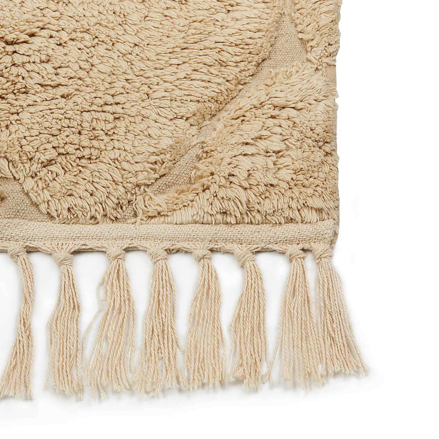 Teppich Baumwolle sandbeige 140 x 200 cm geometrisches Muster Kurzflor SANLIURFA