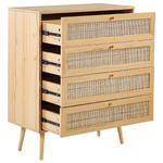 Kommode mit 4 Schubladen PEROTE Rattan 97 cm Holzoptik Hellbraun