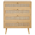 Kommode mit 4 Schubladen PEROTE Rattan 97 cm Holzoptik Hellbraun