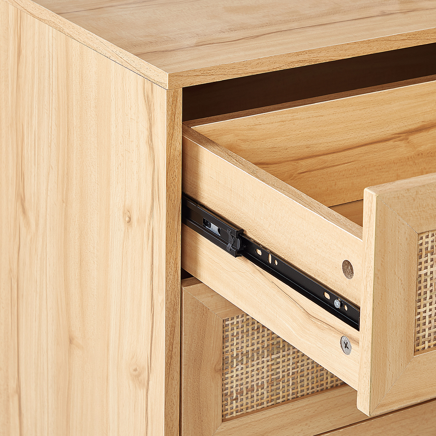 Kommode mit 6 Schubladen PEROTE Rattan 75 cm Holzoptik Hellbraun
