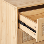 Kommode mit 6 Schubladen PEROTE Rattan 75 cm Holzoptik Hellbraun