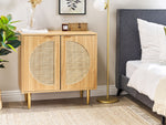 Sideboard heller Holzfarbton 2 Rattan-Türen POTOSI