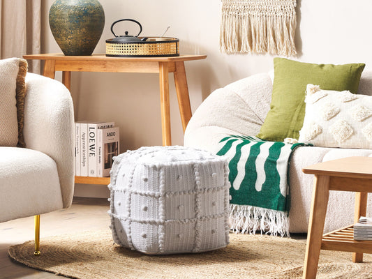 Pouf Baumwolle weiss 40 x 40 cm HARNAI