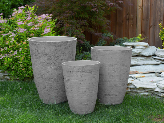 Set mit 2 Blumentöpfen CAMIA Stein 51 cm Grau