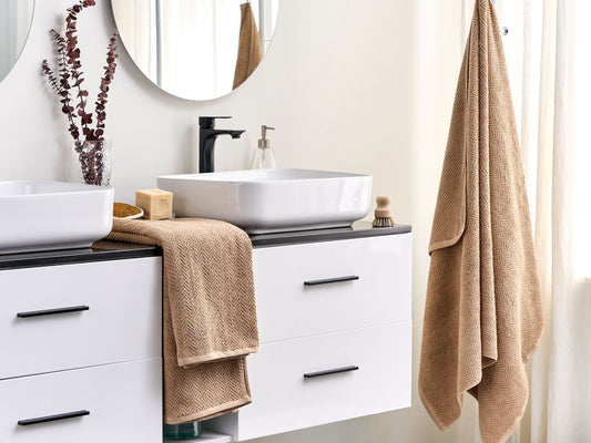 Handtücher 2er Set MITIARO Baumwollfrottee Sandbeige