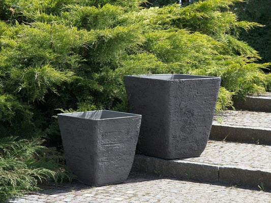 Blumentopf 2er Set dunkelgrau quadratisch 39 x 39 x 43 cm DELOS