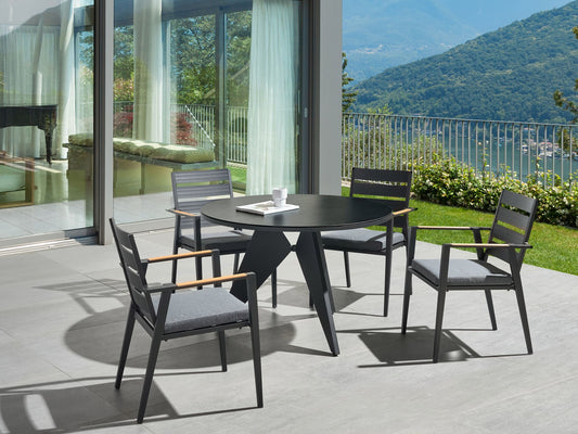 Set mit 4 Stühlen und Sitzkissen TAVIANO Metall Schwarz