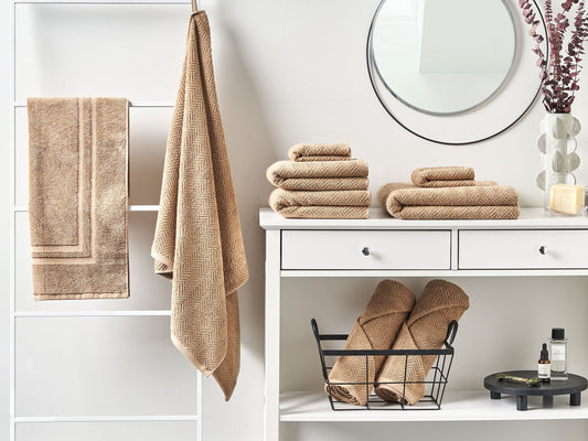 Handtücher 9er Set MITIARO Baumwollfrottee Sandbeige