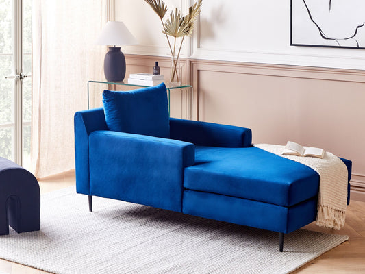 Chaiselongue Samtstoff Marineblau/schwarz GUERET