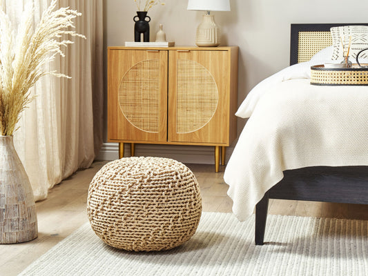Pouf Baumwolle beige ⌀ 50 cm PRIENE
