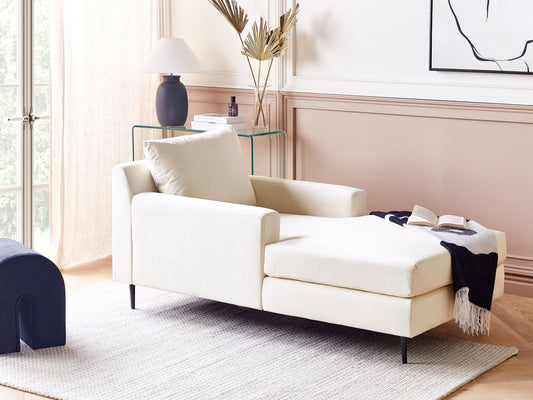 Chaiselongue Samtstoff beige/schwarz GUERET
