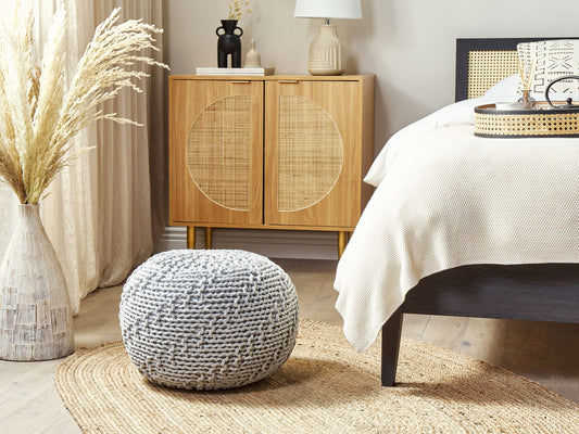 Pouf Baumwolle hellgrau ⌀ 50 cm PRIENE