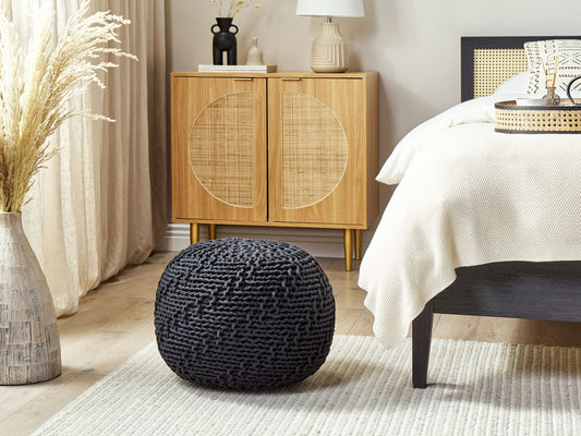 Pouf Baumwolle schwarz ⌀ 50 cm PRIENE