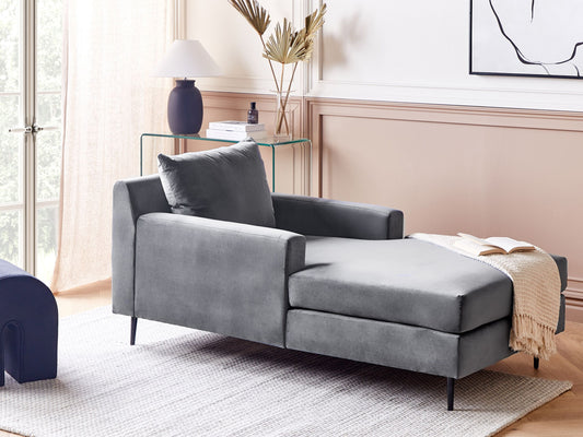 Chaiselongue Samtstoff grau/schwarz GUERET