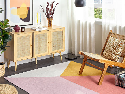 Teppich Baumwolle mehrfarbig 140 x 200 cm geometrisches Muster Kurzflor NIZIP