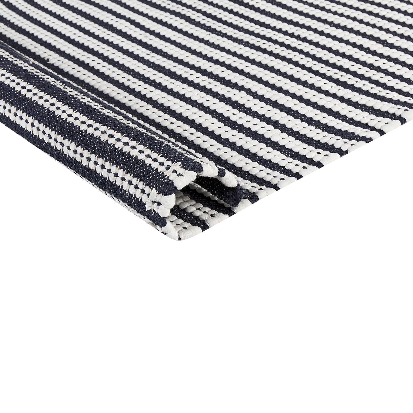 Teppich Baumwolle marineblau / weiss 80 x 150 cm Streifenmuster Kurzflor SOFULU